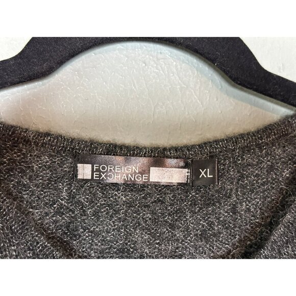 Foreign Exchange Men's' XL Mohair Blend Gray Henley LS Patch Elbow Sweater NWOT - Picture 4 of 10